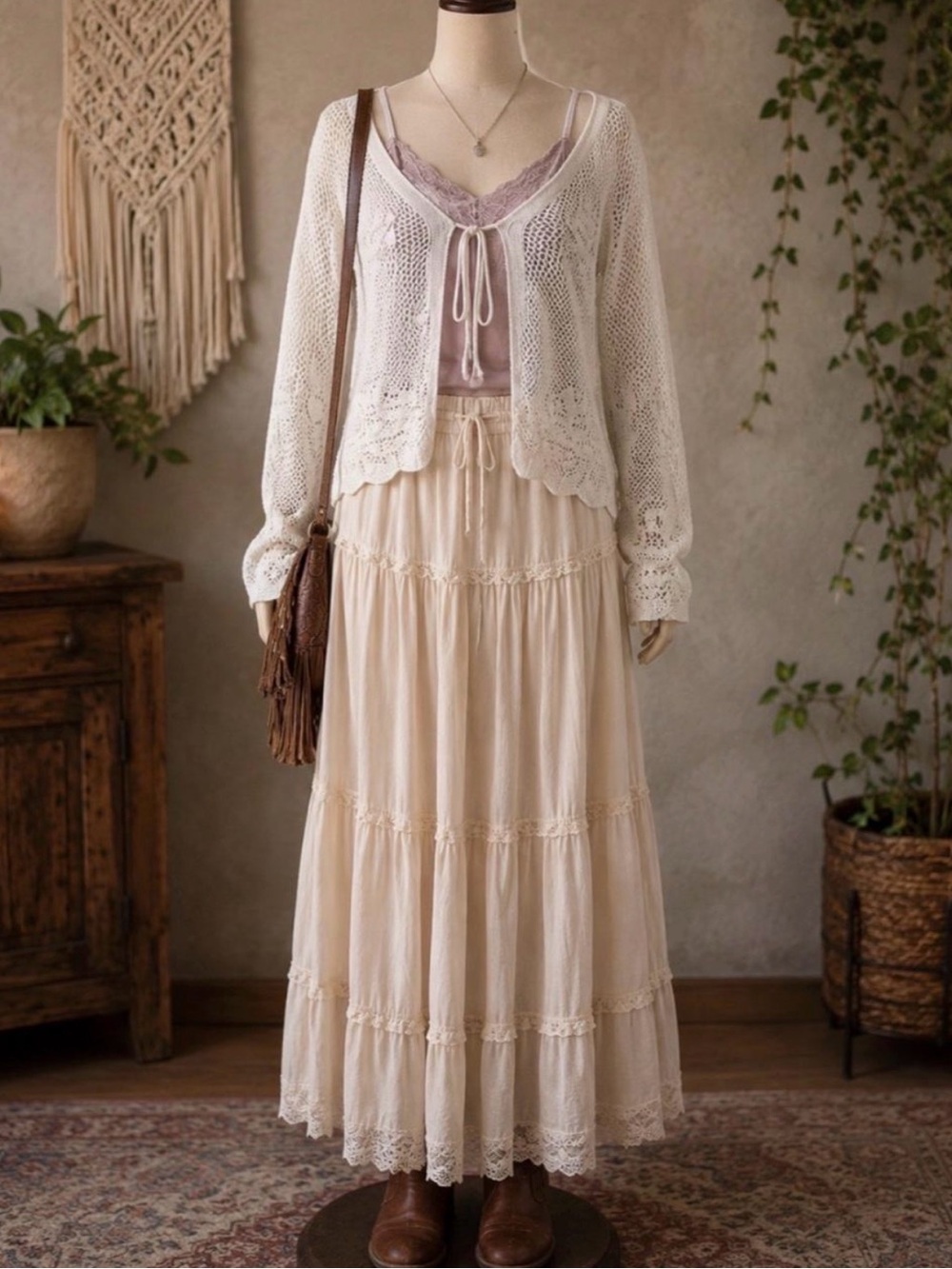 Boho front- tie cardigan
